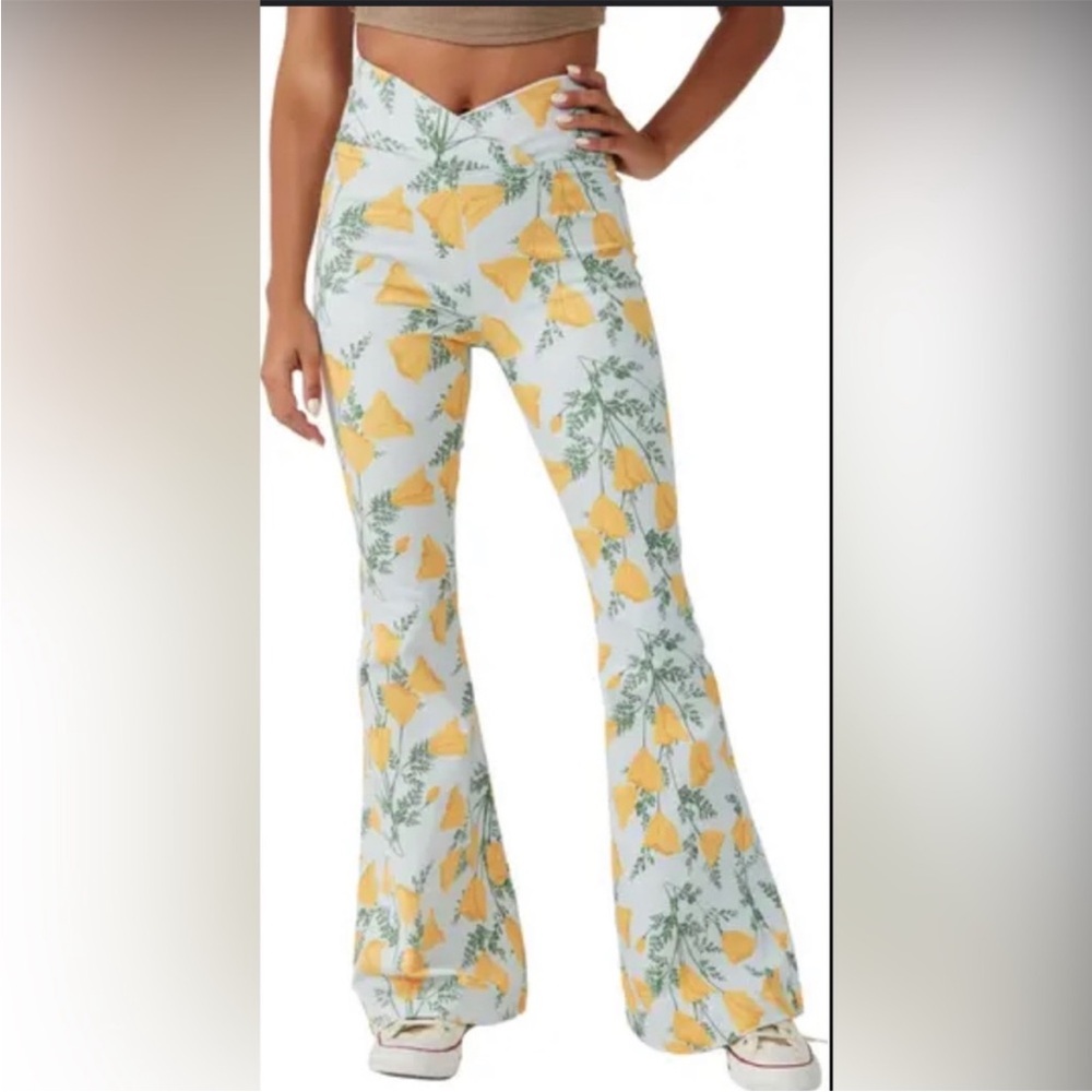 We The Free Venice Beach Floral Printed High Waist
Flare Leg Criss Cross Pants - Picture 3 of 9
